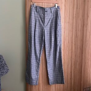 Ganni grey check pleated trousers